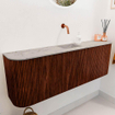 Mondiaz JOYA-DLUX Meuble de salle de bains 123.2cm - arrondis gauche et droite couleur Ruby - Vasque FAYE position Milieu Sans trou de robinet couleur Glace SW1423609