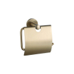 FugaFlow Eccelente Ensemble d'accessoires WC 3 pièces - porte-rouleau WC avec couvercle - brosse WC - crochet à serviette simple rond - Laiton brossé PVD (Or) SW1450624
