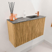 Mondiaz JOYA-DLUX 70cm toiletmeubel - kleur Oak - Wastafel FAYE positie Rechts 1 kraangat kleur Sombra. SW1424230