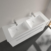 Villeroy & Boch Subway 2.0 Double lavabo pour meuble 130x47cm avec 2 trous pour robinetterie et trop-plein Ceramic+ Blanc 1024041