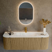 Mondiaz KURVE-DLUX Ensemble de meuble de salle de bains - 140x46x40cm - 1 tiroir - 2 portes - lavabo solid surface - central - 1 trou de robinet - Dusk SW1415072