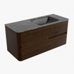 Mondiaz CIRO-DLUX Ensemble de meubles de salle de bains - 110x45x50cm - Lavabo en solid surface Lava - 1 vasque à droite - 1 trou de robinet - 2 tiroirs - Noyer SW1530139
