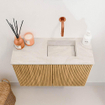 Mondiaz JOYA-DLUX 60cm meuble de toilette - couleur Oak - Vasque FAYE position Droite Sans trou de robinet couleur Ostra. SW1422193