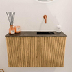 Mondiaz JOYA-DLUX 70cm toiletmeubel - kleur Oak - Wastafel FAYE positie Rechts Zonder kraangat kleur Lava. SW1422078