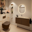 MONDIAZ TURE-DLUX Meuble toilette - 100cm - Rust - EDEN - vasque Frappe - position centrale - sans trou de robinet SW1103012