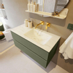 Mondiaz VICA-DLUX ensemble de meuble de salle de bain - 100cm - meuble sous-vasque armée - 2 tiroirs - lavabo encastré cloud droite - sans trous de robinet - miroir modèle spot - version XL 60cm de haut - opalo SW1098989