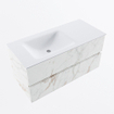 Mondiaz VICA Ensemble de meuble de salle de bain - 100cm - meuble sous-vasque carrara - 2 tiroirs - lavabo cloud gauche - sans trous de robinet - version haute de 60cm - talc SW1084927