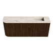 Mondiaz JOYA-DLUX Meuble de toilette 101,6cm - arrondi gauche couleur Noyer - Vasque FAYE position Droite 1 trou de robinet couleur Nata SW1424514