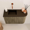 Mondiaz JOYA 61.6cm toiletmeubel - ronding rechts kleur Dusk - Wastafel FAYE positie Links Zonder kraangat kleur Urban. SW1421681