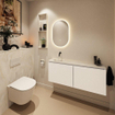 MONDIAZ TURE-DLUX Meuble toilette - 120cm - Talc - EDEN - vasque Ostra - position gauche - sans trou de robinet SW1104700