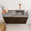 Mondiaz JOYA-DLUX Meuble de salle de bains 71,6cm - arrondi gauche couleur Walnut - Vasque FAYE position droite Sans trou de robinet couleur Sombra SW1424749