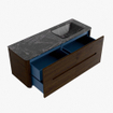 Mondiaz CIRO-DLUX Ensemble de meubles de salle de bains - 130x45x50cm - Lavabo solid surface Lava - 1 vasque à droite - 1 trou de robinet - 4 tiroirs - Noyer SW1530162