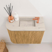 Mondiaz JOYA-DLUX Meuble de toilette 51,6cm - arrondi gauche couleur Chêne - Vasque FAYE position Droite 1 trou de robinet couleur Opalo SW1422139