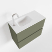 MONDIAZ ADA Meuble WC - 60x30x50cm - 1 trou de robinet - 2 tiroirs - army mat - lavabo à gauche - Solid surface - Blanc SW472595