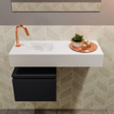 MONDIAZ ANDOR Meuble WC - 80x30x30cm - 1 trou de robinet - 1 tiroir - urban mat - lavabo à gauche - Solid surface - Blanc SW473933