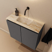 MONDIAZ TURE-DLUX Meuble de toilette 60cm Dark Grey. EDEN lavabo Frappe position milieu. Sans trou de robinet. SW1102709