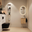 MONDIAZ TURE-DLUX Meuble toilette - 40cm - Washed Oak - EDEN - vasque Glace - position gauche - 1 trou de robinet SW1103599