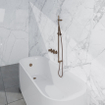 Fortifura Nebbio Ensemble combiné bain - mitigeur thermostatique - barre de glissement avec coude mural intégré - flexible de douche lisse - douchette à main sur barre - Remplissage-vidage de baignoire - cuivre brossé PVD (cuivre) SW1238069