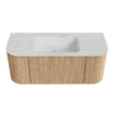 MONDIAZ KURVE-DLUX 110cm Meuble salle de bain avec module 25 G et D - couleur Oak - 1 tiroir - 2 portes - vasque CLOUD centre - sans trou de robinet - couleur Opalo SW1137519