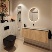 MONDIAZ TURE-DLUX Meuble toilette - 120cm - Washed Oak - EDEN - vasque Opalo - position centrale - sans trou de robinet SW1104629