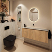 MONDIAZ TURE-DLUX meuble WC 120 cm Washed Oak. Lavabo EDEN Opalo position milieu. Sans trou de robinet. SW1104629