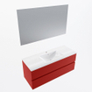 Mondiaz VICA ensemble de meuble de salle de bain - 120cm - meuble sous-vasque fire - 2 tiroirs - lavabo denia milieu - 1 trou de robinet - couleur Blanc Brillant - miroir LED - version XL 60cm haut SW1091940