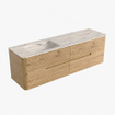 Mondiaz CIRO-DLUX Badkamermeubelset - 160x45x50cm - Solid surface wastafel Nata - 1 wasbak Links - 1 kraangat - 4 lades - Oak SW1531462