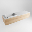 ENSEMBLE DE MEUBLE MONDIAZ ERIN - 150cm - Chêne blanchi - 1 tiroir - lavabo à gauche - 0 trous de robinet - Talc SW697182