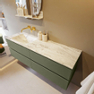MONDIAZ VICA-DLUX Ensemble meuble de salle de bains - 150cm - meuble bas army - 4 tiroirs - lavabo encastré cloud à gauche - sans trous de robinetterie - version haute 60cm - glace SW1088187