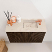 Mondiaz JOYA-DLUX Meuble de salle de bains 60cm - couleur Walnut - Vasque FAYE position Droite 1 trou de robinet couleur Frappe SW1422281