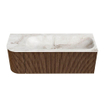 MONDIAZ KURVE-DLUX 125cm Meuble salle de bain avec module 25 G - couleur Walnut - 1 tiroir - 1 porte - vasque BIG MEDIUM droite - sans trou de robinet - couleur Frappe SW1137435