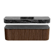 MONDIAZ THOR-DLUX 150cm badmeubel ronding links + rechts kleur Walnut met 1 lade en 2 deuren. Vrijhangende wastafel CLOUD Midden 1 kraangat kleur Lava. SW1464647