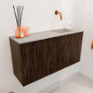 Mondiaz JOYA-DLUX 80cm meuble de toilette - couleur Walnut - Vasque FAYE position Droite Sans trou de robinet couleur Glace. SW1422360