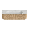 MONDIAZ KURVE-DLUX 150cm Meuble salle de bain avec module 25 G et D - couleur Oak - 1 tiroir - 2 portes - vasque BIG MEDIUM centre - 1 trou de robinet - couleur Opalo SW1137539