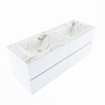 Mondiaz VICA-DLUX ensemble de meuble de salle de bain - 130cm - meuble sous-vasque talc - 4 tiroirs - lavabo encastrée cloud double - sans trous de robinet - version haute de 60cm - frape SW1088611