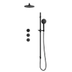 Fortifura Nebbio Ensemble de douche pluie - robinet encastré - élément encastré - barre coulissante - flexible de douche métal - douchette ronde - bras mural 35cm - pomme de douche ronde - noir mat SW1237952