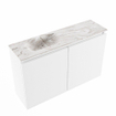 MONDIAZ TURE-DLUX Meuble toilette - 80cm - Talc - EDEN - vasque Glace - position gauche - sans trou de robinet SW1103103