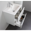 Basic Bella Meuble avec lavabo en porcelaine 1 trou de robinet 60x55x46cm avec armoire toilette à 1 porte gris Blanc brillant SW398104