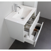 Basic Line Bella Ensemble meuble de salle de bains - 60x55x46cm - 1 lavabo - Céramique - Blanc - 1 trou de robinet - Sans miroir - Mélamine Blanc haute brillance SW398098