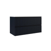 Saniclass Prime Blend Ensemble meuble de salle de bains - 100x55x46cm - 1 vasque rectangulaire en céramique blanche - 1 trou de robinet - 2 tiroirs - miroir rectangulaire - bleu marine mat SW917092