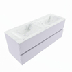 Mondiaz VICA-DLUX ensemble de meuble de salle de bain - 130cm - meuble sous-vasque cale - 2 tiroirs - lavabo encastrée cloud double - sans trous de robinet - version haute de 60cm - opalo SW1086321