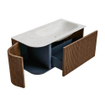 MONDIAZ KURVE-DLUX 95cm Meuble salle de bain avec module 25 G - couleur Walnut - 1 tiroir - 1 porte - vasque BIG SMALL droite - 1 trou de robinet - couleur Ostra SW1137843