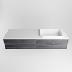 ENSEMBLE DE MEUBLE DE SALLE DE BAIN MONDIAZ ERIN - 150 cm - Anthracite - 2 tiroirs - lavabo à droite - 1 trou de robinet - Talc SW696945