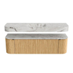 MONDIAZ THOR-DLUX 160cm badmeubel ronding links + rechts kleur Oak met 1 lade en 2 deuren. Vrijhangende wastafel CLOUD Midden 1 kraangat kleur Glace. SW1464965