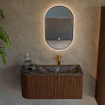 MONDIAZ KURVE-DLUX Meuble de salle de bains 95 cm avec module 25 L couleur Walnut avec 1 tiroir et 1 porte. Lavabo BIG SMALL à droite 1 trou de robinet couleur Lava. SW1137270