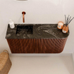 Mondiaz JOYA-DLUX 81.6cm toiletmeubel - ronding rechts kleur Ruby - Wastafel FAYE positie Links Zonder kraangat kleur Lava. SW1423694