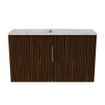 Mondiaz JOYA-DLUX 70cm toiletmeubel - kleur Walnut - Wastafel FAYE positie Links 1 kraangat kleur Glace. SW1422354