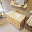 MONDIAZ VICA-DLUX Ensemble meuble de salle de bains - 90cm - sous-meuble chêne blanchi - 2 tiroirs - lavabo encastré cloud au milieu - 1 trou de robinet - version haute 60cm - frape SW1088784