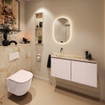 MONDIAZ TURE-DLUX Meuble toilette - 100cm - Rosee - EDEN - vasque Frappe - position gauche - sans trou de robinet SW1102965