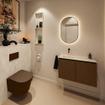 MONDIAZ TURE-DLUX Meuble toilette - 80cm - Rust - EDEN - vasque Ostra - position gauche - sans trou de robinet SW1105040